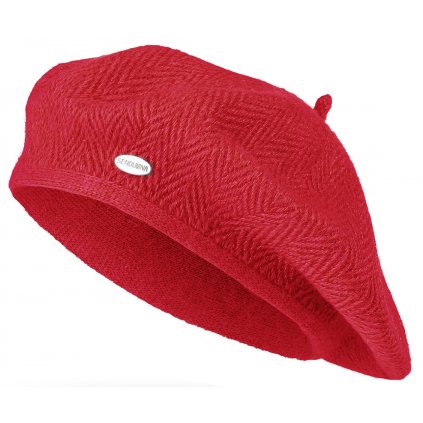Dámský kašmírový baret se třpytivou přízí GA192, červené barvy 7100401-2
