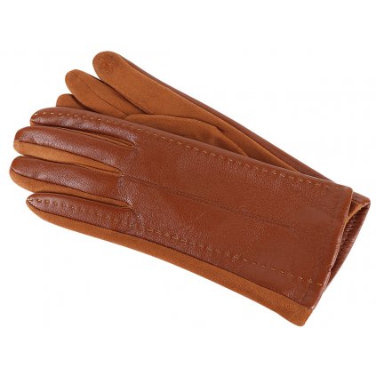 Dámské semišové rukavice s koženkou 3095-13, hnědá barvy 9001721-2