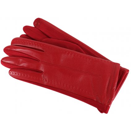 Dámské semišové rukavice s koženkou 3095-13, červené barvy 9001721-3