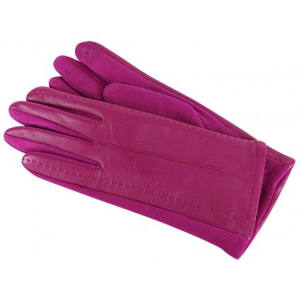 Dámské semišové rukavice s koženkou 3095-13, růžové barvy 9001721-4