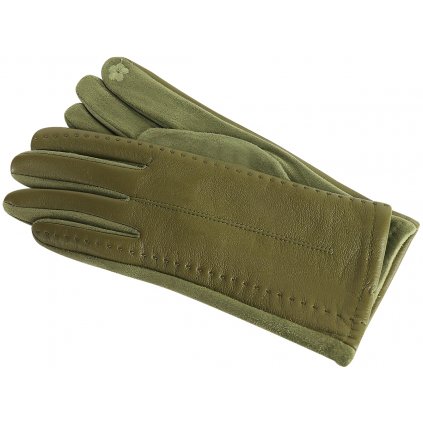 Dámské semišové rukavice s koženkou 3095-13, zelené barvy 9001721-5
