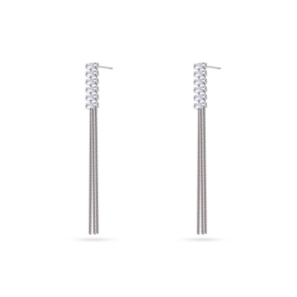 Dlouhé třásňové náušnice z chirurgické oceli s kamínky 3004