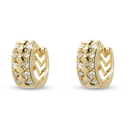 Pozlacené náušnice 14k kruh s šipkami a zirkony 3047