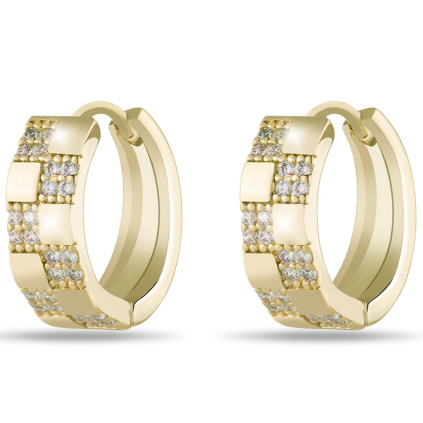 Pozlacené náušnice kruhové 14k zirkon 3079