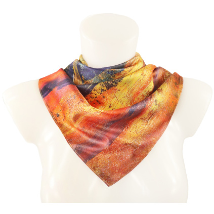 Dámský šátek s potiskem malby - Dům za stromy a Západ slunce nad jezerem 7200733-9