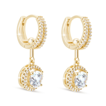 Zdobené visací náušnice s čirým zirkonem 3115