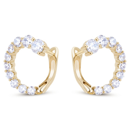 Pozlacené asymetrické náušnice 14k kruhy se zirkony 3239