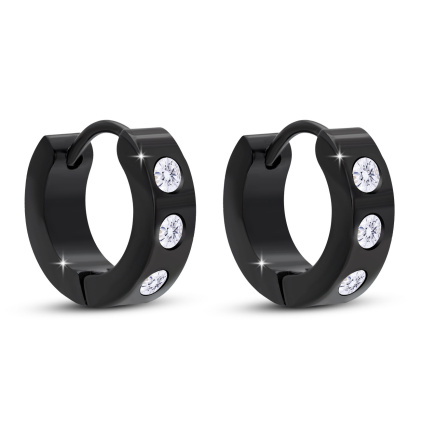 Černé kruhové náušnice se zirkony 3296