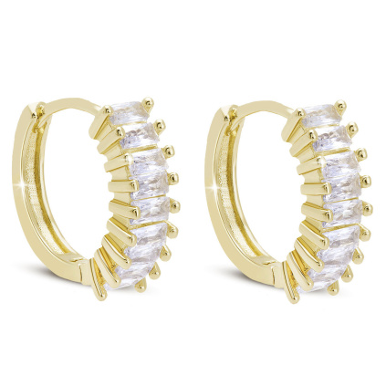 Pozlacené náušnice 14k, pás zirkonů 3306