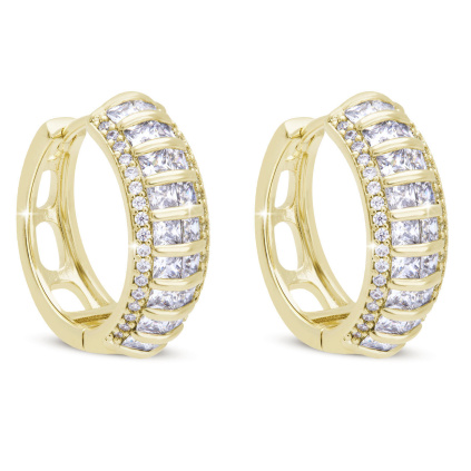 Pozlacené náušnice 14k, pásy zirkonů 3316