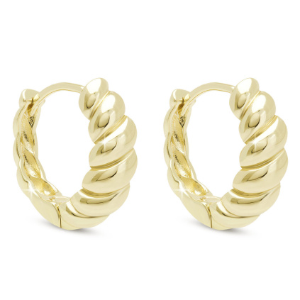 Pozlacené náušnice 14k, proplétaný kruh 3335