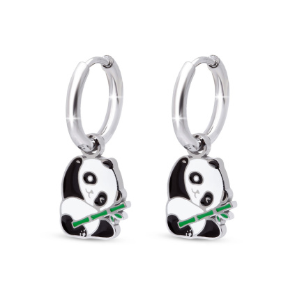 Visací náušnice s pandou a bambusem 3225