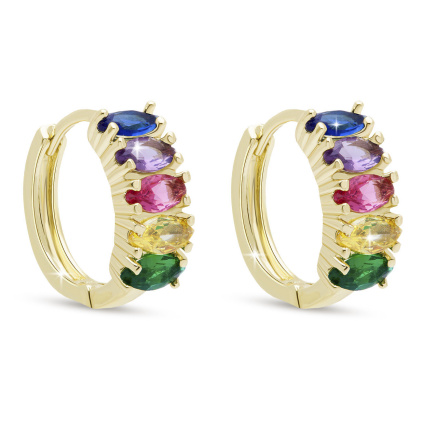 Náušnice pozlacené 14k s barevnými zirkony 3374