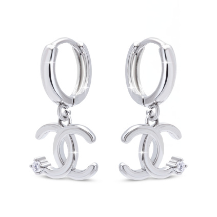 Visací půlkruhy rhodiované se zirkony 3421