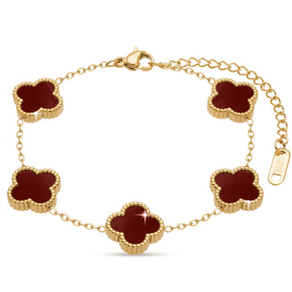 SOFIA 2570-4 Pozlacený náramek z chirurgické oceli hnědé kytky