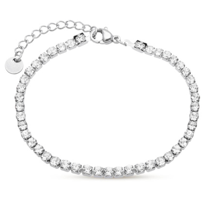 Tenisový náramek chirurgická ocel s čirými zirkony 2866-2