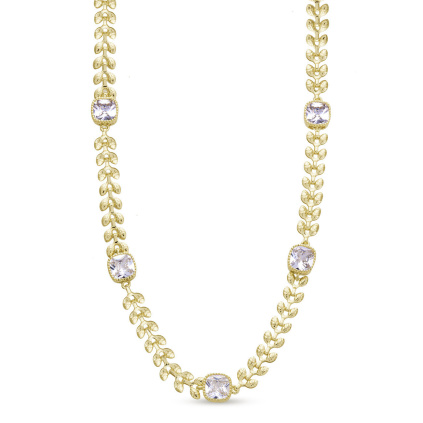 Řetízek jemný list se zirkony 2587