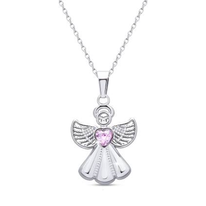 Řetízek z chirurgické oceli anděl s růžovým zirkonem 2324-1