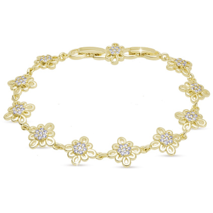 Náramek květy zlatý 3128