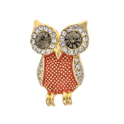 Brož sova světle červená 9002056-3