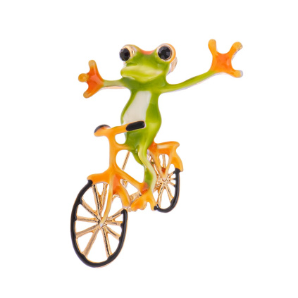 Brož žába na kole zelená 9002010