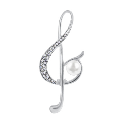 Brož houslový klíč stříbrné barvy 9002120-1