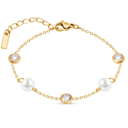 PARIS 3178 Náramek perla a zirkon chirurgická ocel pozlacený  Ellami