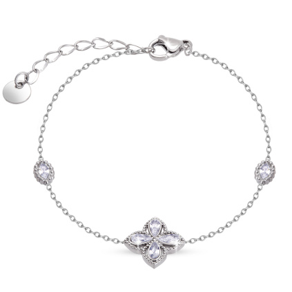 Náramek chirurgická ocel s kytkou 3187