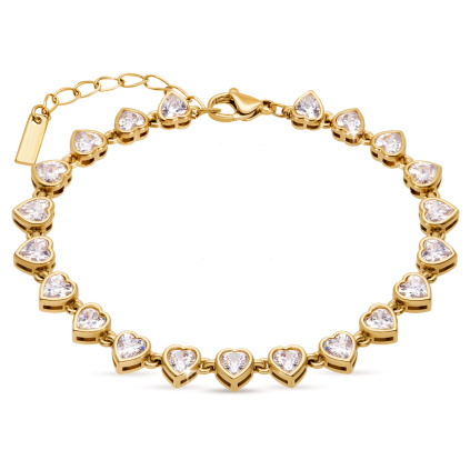 VERONA Náramek zirkonové srdíčka ch.ocel pozlacený