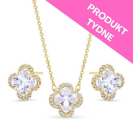 SOFIA 0067 Set náušnice a řetízek zirkonová kytka  Ellami