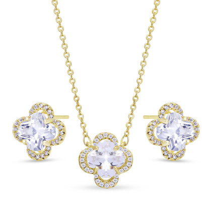 SOFIA 0067 Set náušnice a řetízek zirkonová kytka  Ellami