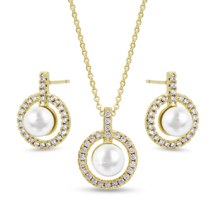 PARIS 0068 Set náušnice a řetízek s perlou