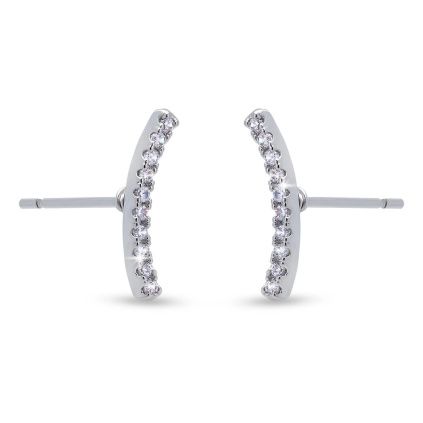 Rhodiované náušnice jemný oblouk se zirkony 4002