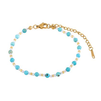 Náramek s broušenými modrými korálky 3244