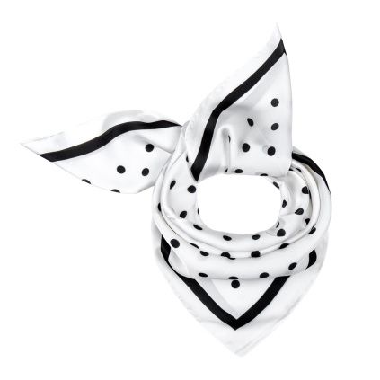 Lehký šátek tmavě bílý s černým puntíkem 7200840-2