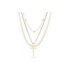 Řetízek z chirurgické oceli, trojřadý,křížek,zlatá barva 3000895