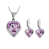 Set z chirurgické oceli srdce - růžové, řetízek + náušnice se zirkony 100001