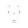 Set z bižuterního kovu, náhrdelník + náramek ozdobený jemnými korálky - provedení stříbrné a šedé barvy 03