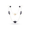 Set z bižuterního kovu, náhrdelník + náramek ozdobený jemnými korálky - provedení zlaté a černé barvy 04