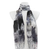 Dámský obdélníkový šál s potiskem koček 209-8, šedé barvy 7200550-3