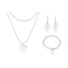 Set z chirurgické oceli, dvojřadý řetízek + visací náušnice + náramek se srdcem 156