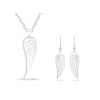 Set z chirurgické oceli andělské křídlo, řetízek + visací náušnice se zirkony 180