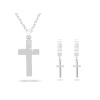 Set z chirurgické oceli velký křížek, řetízek + visací náušnice 181