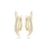 Pozlacené náušnice 14k, zapletené pásy ve tvaru lístku se zirkony 1002342