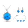 Set z chirurgické oceli, řetízek + náušnice + náramek, modrý umělý kámen se zirkony 203