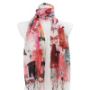 Dámský kašmírový obdélníkový šál s potiskem koček 2108-57, růžové barvy 7200575-1
