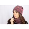 Dámský zimní set, čepice a tunel WROBI - melír fialové barvy 7100376