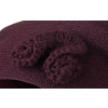 Dámský pletený baret s květinou, vínové barvy 7100221-2
