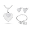 Set z chirurgické oceli lesklé srdce, řetízek + náušnice + náramek se zirkony 242