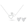 Set z chirurgické oceli, srdce zdobené zirkony, řetízek + náušnice 246